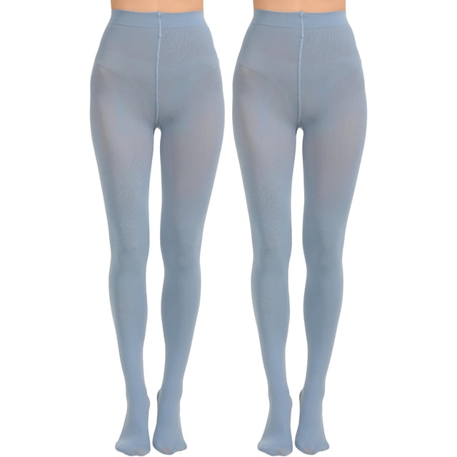 2 Pairs Women's Solid Color Tights 80D, Soft Opaque Microfiber Tights