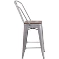 thumbnail image 4 of Home Square 24" Metal Counter Stool in Silver and Wood Grain - Set of 2, 4 of 5