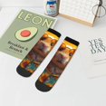 thumbnail image 7 of Rateoe Hawaiian Style Guinea Pig Pattern Quarter Crew Socks,Toe Seamed Ankle Socks,Cotton Cushioned Breathable Athletic Crew Sports Socks, 7 of 7