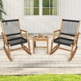 thumbnail image 3 of Gymax 3 Piece Acacia Wood Rocking Chair Set w/ Coffee Table & All-Weather Rope Patio Poolside, 3 of 10