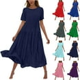 thumbnail image 1 of Sentmoon Robe de Cocktail pour Femmes à Manches Courtes, Col Rond, Robes pour Dames 2026, Couleur Unie, Coupe Régulière, Extensible, Formelle, d'Été, Robe d'Invitée de Mariage pour le Travail et la Fin de Semaine, Rouge, M, 1 of 7