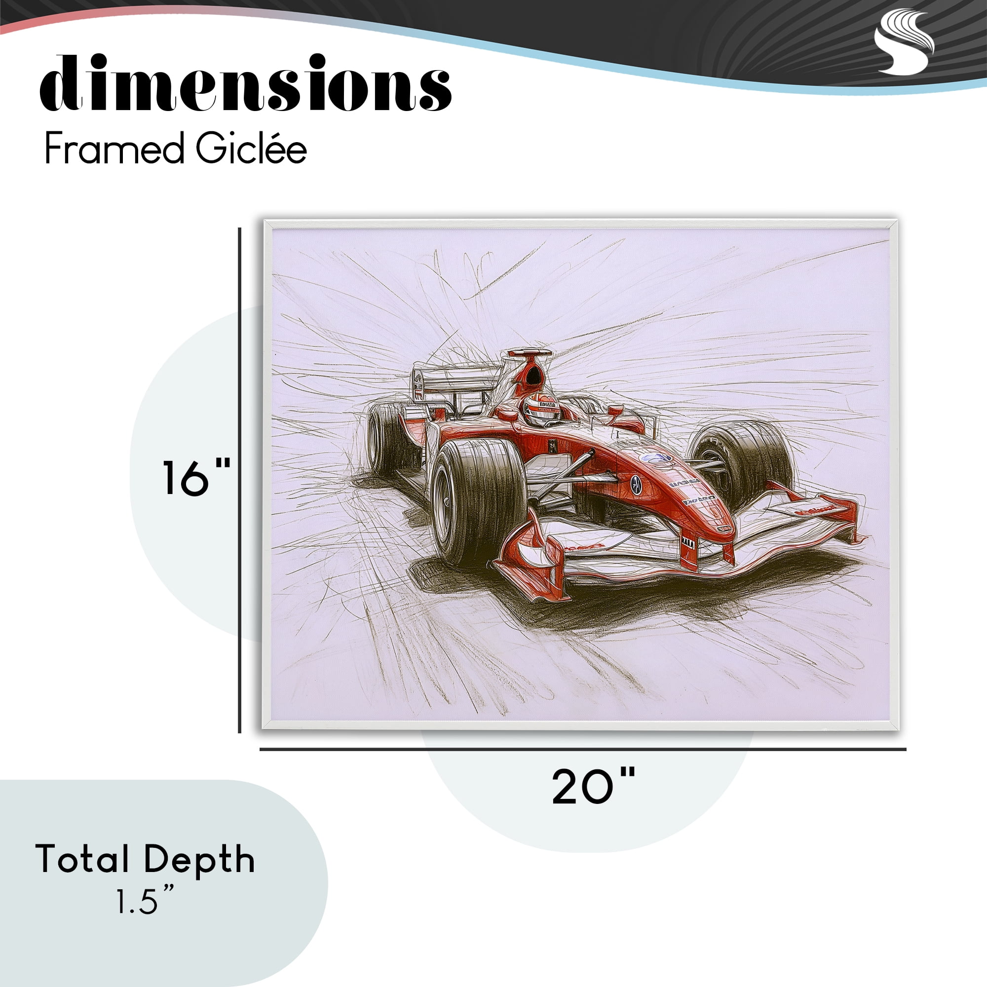 Stupell Industries Sketched Race Car Concept White Framed Giclee Art, design by Steve Hunziker