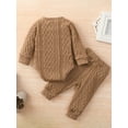 thumbnail image 4 of Musuos Baby Boy Girl Fall Outfits, 3 6 12 18 24M Long Sleeve Round Neck Button Sweater Knitting Romper + Casual Trousers Set, 4 of 10