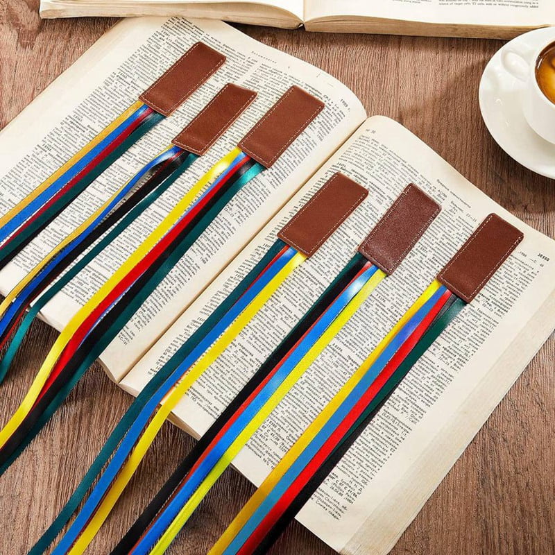 40 Pcs Bible Ribbon Bookmark Bulk Artificial Leather Christian Book Markers with 5 Colorful Ribbons for Books
