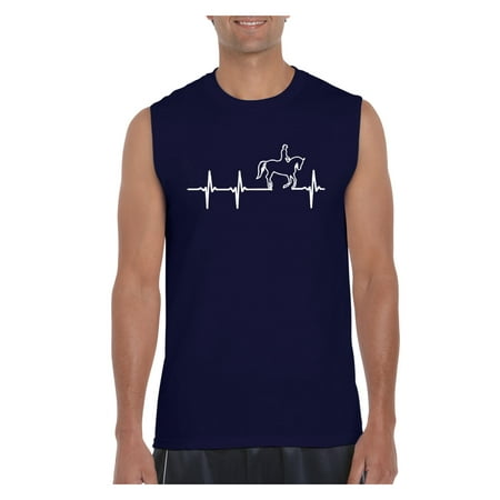 Mens Heartbeat Horses Horse Riding Ultra Cotton Sleeveless T-Shirt