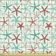 thumbnail image 2 of Ambesonne Ocean Fabric by the Yard Upholstery, Nautical Starfish Pattern Art, 1 Yard, Turquoise and Dark Coral, 2 of 5