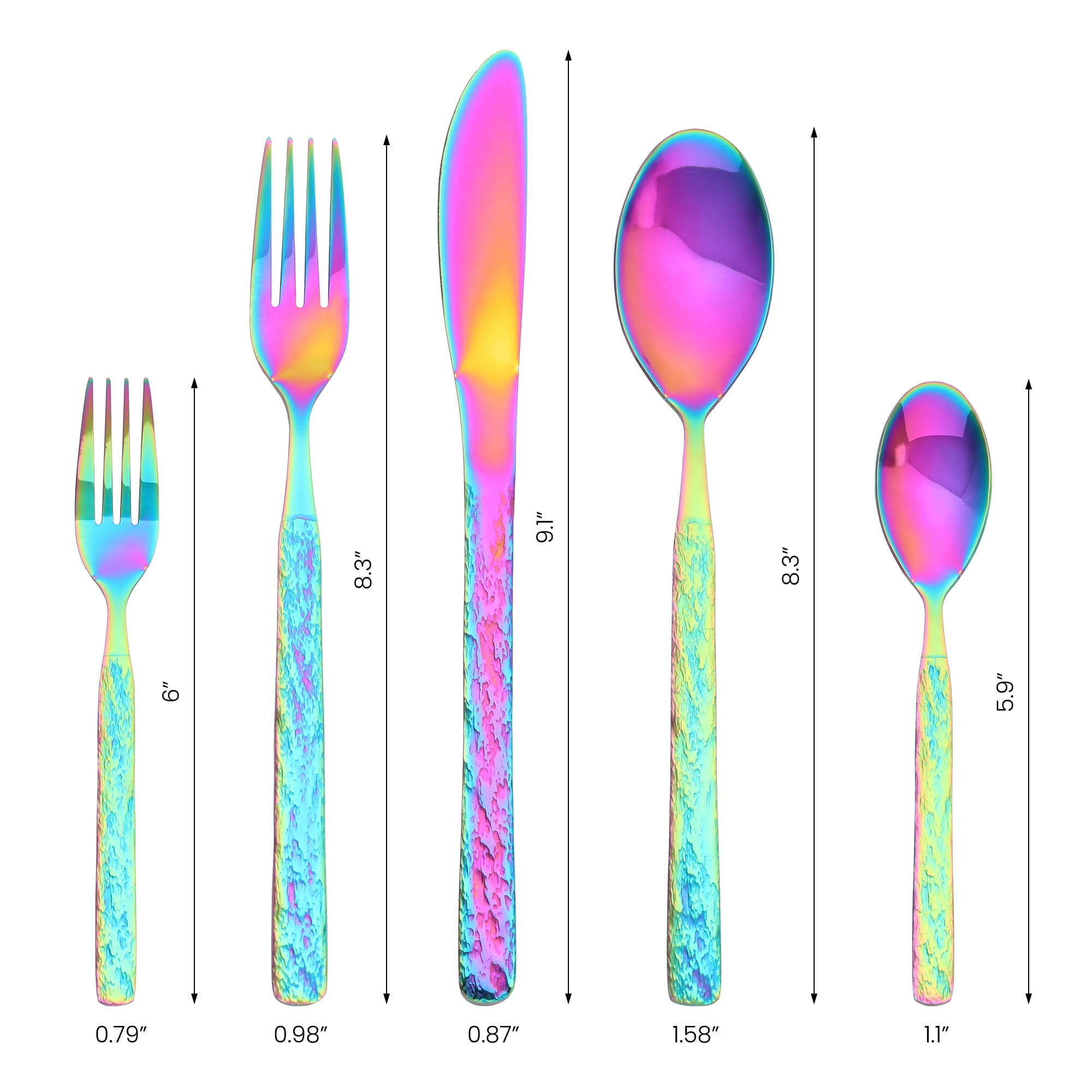 Unique Bargains Stainless Steel Mirror Polished Flatware Set for Kitchen Colorful 30pcs