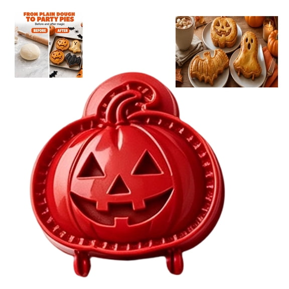 4.7" Pumpkin Halloween Mini Hand Pie Molds Fall Themed Baking Supplies Shapes Food Grade Dough Press Cutter Halloween Baking Supplies Reusable Pocket Pie Maker for Family Party Baking