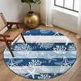 thumbnail image 2 of Round Rugs 7Ft, Navy Blue Coastal Beach Round Area Rug Washable Indoor Throw Carpet, Nautical Starfish Coral Vintage Wooden Large Non Slip Circle Rug for Dining Room Playroom Home Decor Aesthetic, 2 of 8