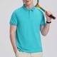 thumbnail image 2 of Mens Casual Manga Corta Botón Abajo Camisas de Color Sólido Botón Turndown Cuello Blusa Camisa, Poliéster, 2 of 5