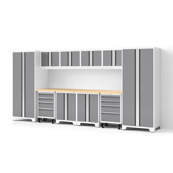 NewAge Products Bold Series XL 12 Piece Garage Cabinets Set with Tool, Base, Wall Cabinets and 30 in. Lockers