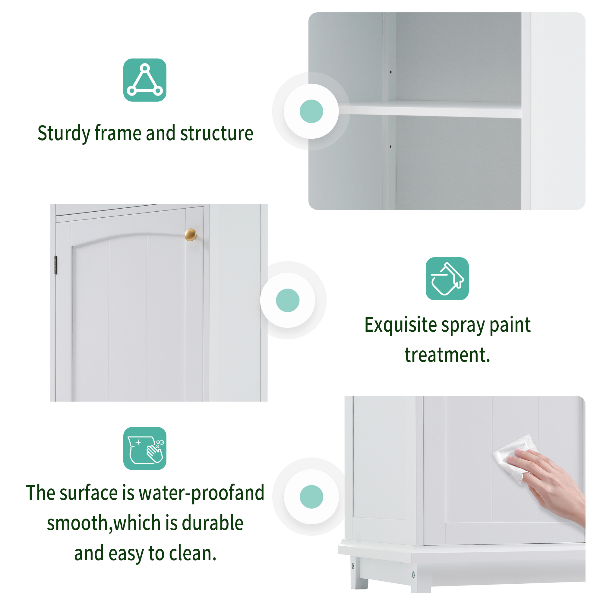 62"Tall Bathroom Storage Cabinet, Linen Closet with Glass Door,2 Drawers, Adjustable Shelves, Freestanding Wood Pantry Cabinet for Living Room,Kitchen