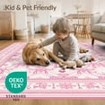 thumbnail image 4 of ODIKA 5'x7' Washable Area Rug Pink Coquette Lattice Ribbon Tiny Round Shaped Bows Dainty for Guest Room, Lounge, Apartment, Non-Slip Low Profile, Stain Resistant, 4 of 7