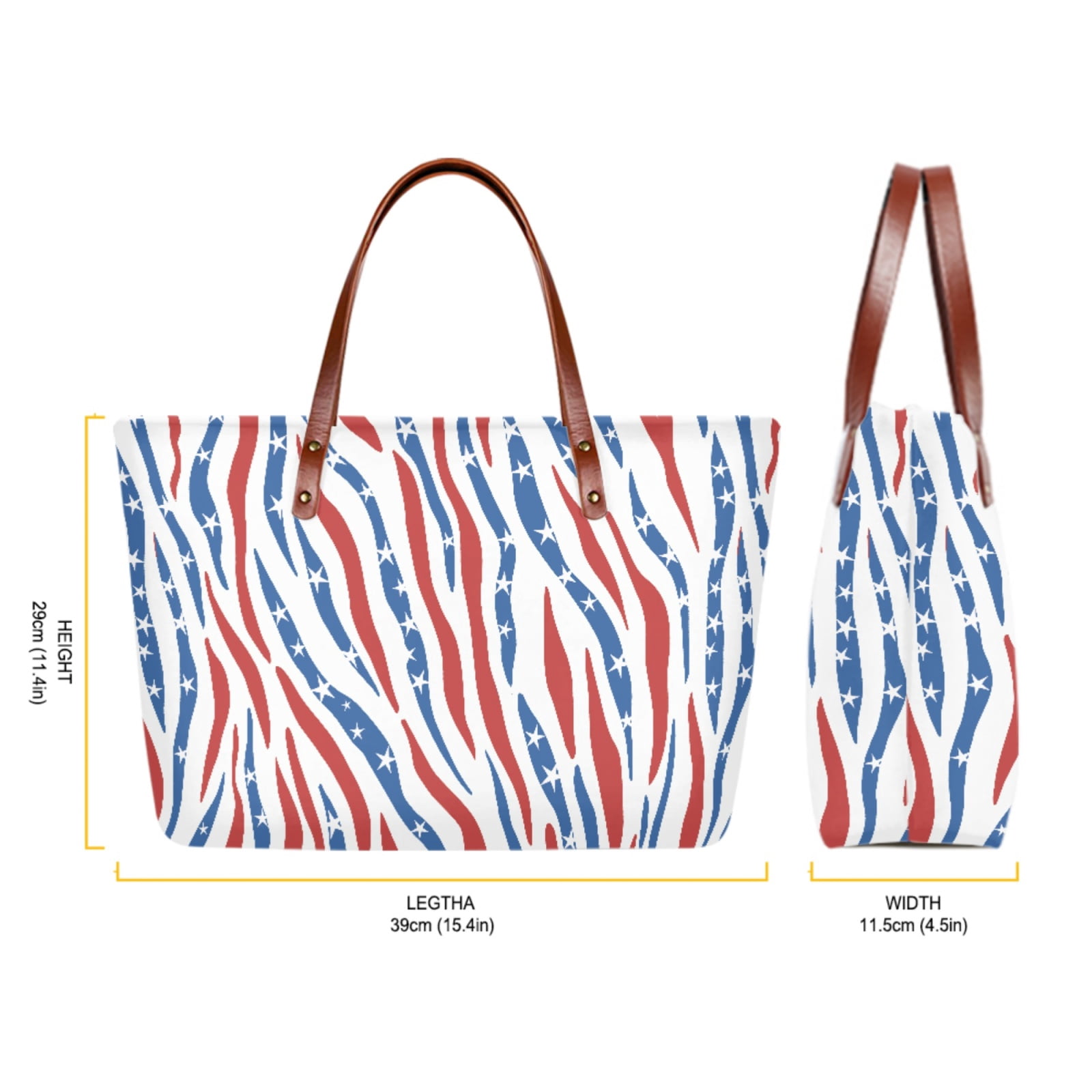 ZUXONGSY American Flag Zebra Stripe Print Purse and Wallet Set of 2 for Ladies Girls Waterproof Top Handle Satchel Work Bag Shoulder Bag PU Wallet with Handle for Excursions Vacation