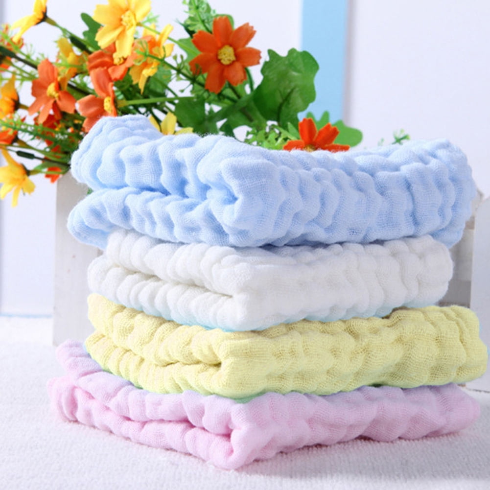 5pcs Baby Natural Muslin Washcloth Soft Newborn Baby Face Towel 10x10"  Random 