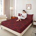 thumbnail image 4 of Feelyou Western Damask Floral Queen Sheet Sets, Hippie Tribal Abstract Flat Sheet, Mandala Old Fashion Queen Fitted Sheet, Microfiber Bedroom Decor, 4 Pieces, 4 of 7