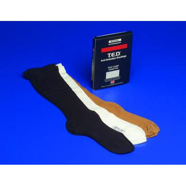 Kendall T.E.D. Knee Length Anti Embolism Stockings Closed Toe Black