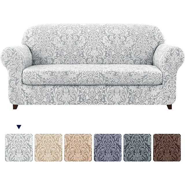 Subtrex Stretchy 2-Piece Washable Armchair/Lovesaet/Sofa/XL-Sofa Slipcover, Jacquard Damask Pattern