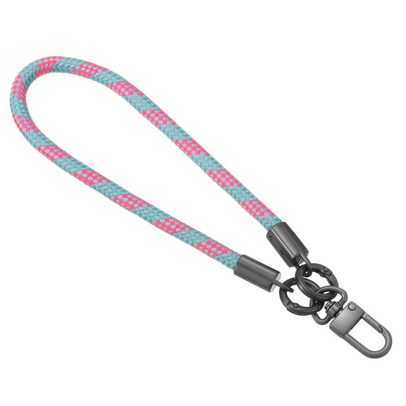 Uxcell Keychain Wristlet Lanyard, 400mm/15 inch Long Braided Wrist Lanyard for Keys, Car Keys (Blue Pink)