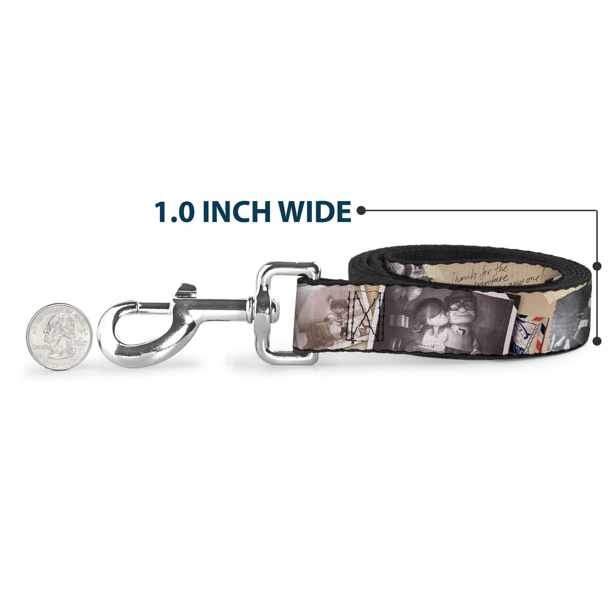 Disney Pet Leash, Dog Leash, Up Adventure Book Snapshots Post Cards, 6 Feet Long 1.0 Inch Wide