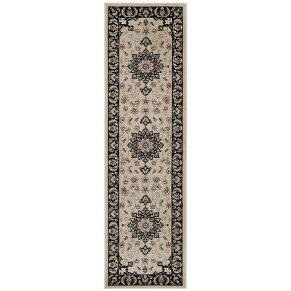 SAFAVIEH Lyndhurst Harper Traditional Bordered Runner Rug, Cream/Anthracite, 2'3" x 8'