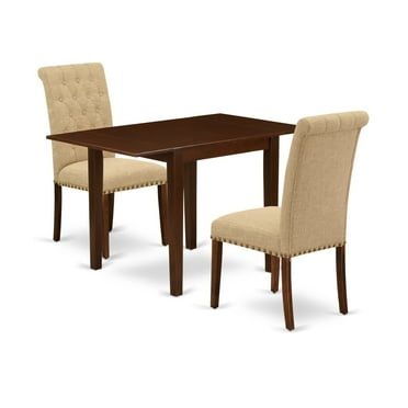 East West Furniture Norden 3-piece Wood Dining Set in Mahogany/Light Fawn