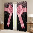 thumbnail image 2 of Homewish Kids Teens Pink Ribbon Bowknot Blackout Curtains Set of 2 (52x84 Each),Dreamy Princess Window Curtains,Bling Glitter Curtains and Drapes,Lightweight Room Decor, 2 of 6