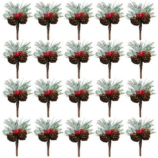 Christmas Flocking Tree Picks and Sprays, 2Pcs 16 Inch Artificial Pine  Branches With Red Berries Frosted Snow Fake Greenery Berry Stem for Winter