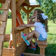 Backyard Discovery Beach Front Cedar Wood Swing Set, Slide, Play Deck, Monkey Bars