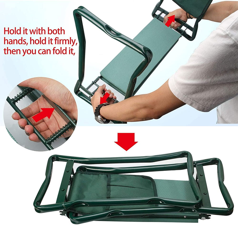 Garden Kneeler and Seat Stool Heavy Duty Garden Folding Bench with Large Tool Pocket and Soft EVA Kneeling Pad/Kneeling Stool+Tool Bag