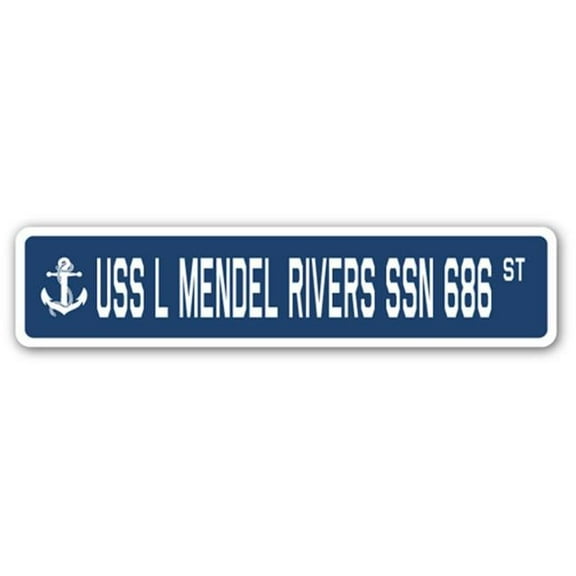 SignMission SSN-L Mendel Rivers Ssn 686 4 x 18 in. A-16 Street Sign - USS L Mendel Rivers SSN 686