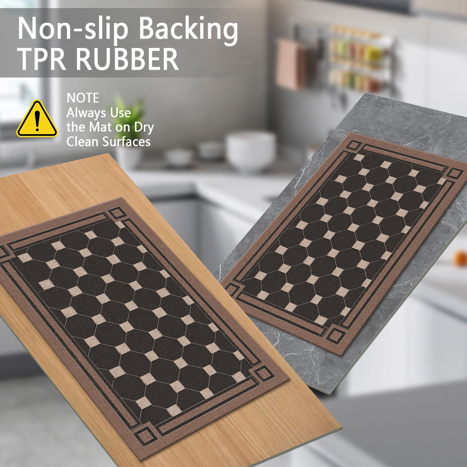 TECHVIDA Kitchen Rugs 2 Piece,kitchen mats for floor, Non-Slip Machine Washable Rugs,Vintage Kitchen Mat for Hallway Laundry Room Sink