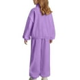 thumbnail image 4 of CPNG Teens Kids Girls Sweatsuit 2 Piece Set Half Zip Solid Color Sweatsuits Pullover Sweatshirts and Jogger Sweatpants Sweat Set(Purple,10-11 Years), 4 of 4