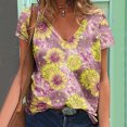 thumbnail image 1 of Hauts d'Été pour Femmes Grande Taille à Manches Courtes Femmes T-shirts à Col en V à Imprimé Floral Mode Confortables Blouses pour Femme Hauts T-Shirt à Col en V Femmes en Liquidation, 1 of 5