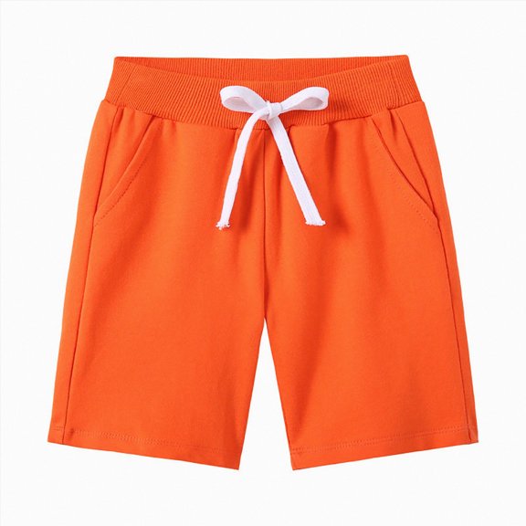 Leey-World Boys Drawstring Terry Sweat Shorts with Pockets Casual Pull On Shorts(Orange,18-24 Months)
