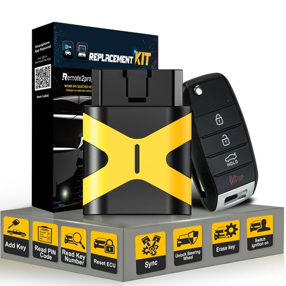 DIY Car Key Programmer OBD Tool and Uncut Blade Car Key Replacement for 2017-2018 Kia Forte with FCC: OSLOKA-875T