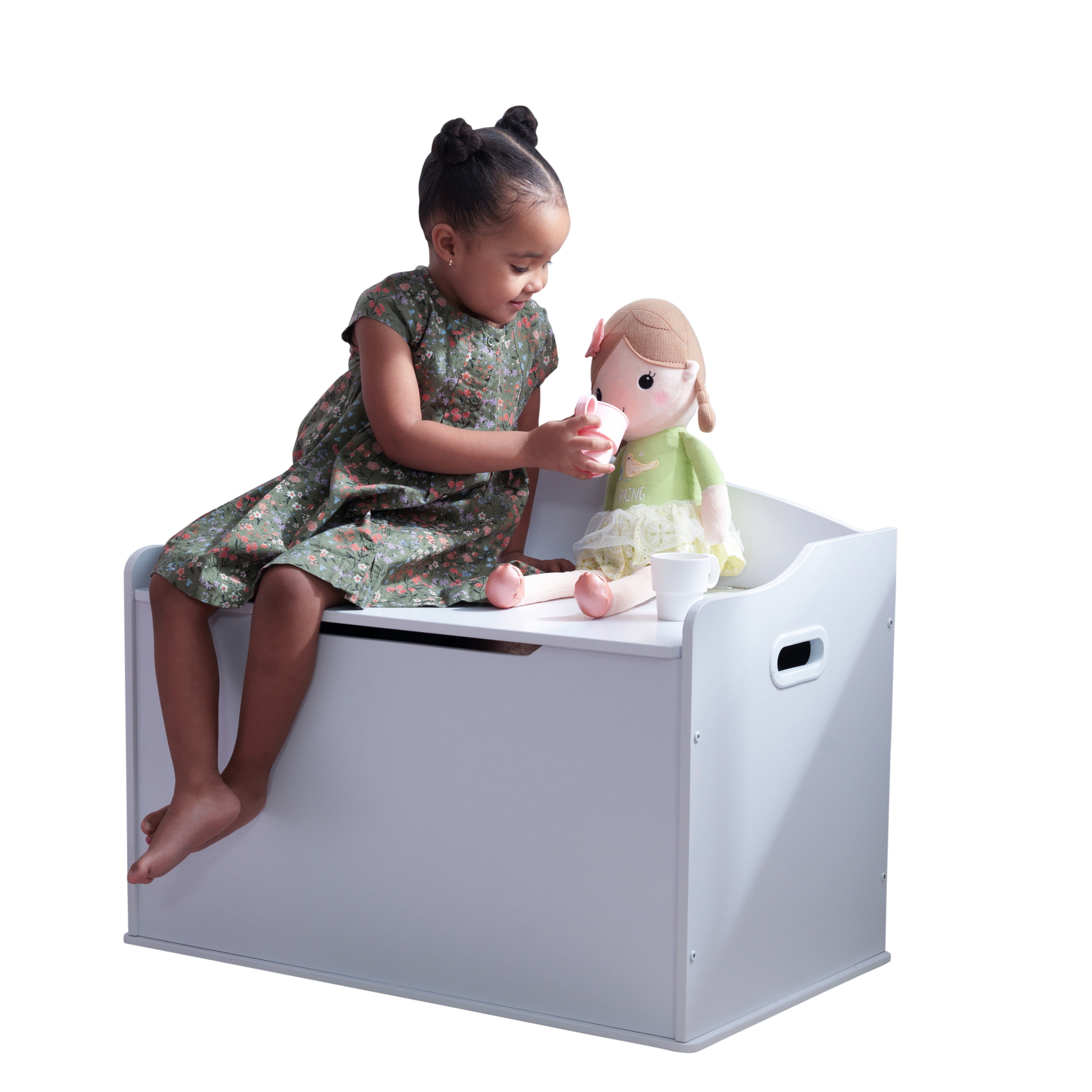 KidKraft Austin Wooden Toy Organizer Storage Chest Box and Sitting Bench Cherry 