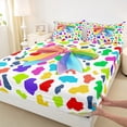thumbnail image 3 of Homewish Colorful Ribbon Bow 3pcs Twin Sheet Sets for Children Teens Girls,Abstract Leopard Print Twin Fitted Sheet,Dreamy Princess Breathable Flat Sheet,Breathable Home Decor, 3 of 7