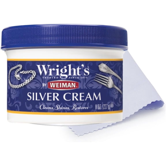 by Weiman Silver Cleaner and Polish Cream with Polishing Cloth, Ammonia-Free, Gently Clean & Remove Tarnish without Scratching