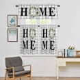 thumbnail image 4 of Kitchen Window Curtains Valance and Tier Set, Spring Eucalyptus Leaf Wreath Home Quote Gray Plaid Rod Pocket Tier Curtain Valance Set, Farm Cotton Leaves Light Filtering Cafe Curtains for Bedroom, 4 of 9