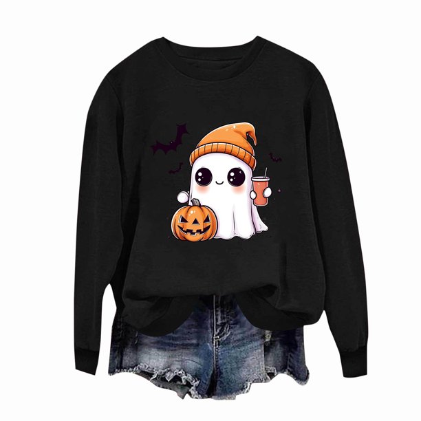 Ailaofu Womens Halloween Crewneck Sweatshirt Cute Long Sleeve Graphic Pullover Tops Fall Fashion Clothes