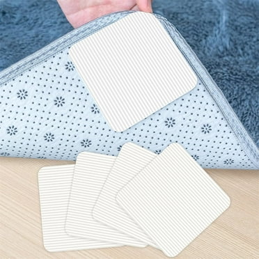 4PCS Non Slip Rug Pads, Casewin Non Skid Rug Pad Gripper, Anti-Slip Carpet Rug Mats for Under Rugs and Hard Surface Floors, White