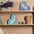 thumbnail image 4 of 2 Pieces Rustic Wood Home Sign Wood Love Sign Faith Sign Heart-Shaped Wood Table Centerpiece Family Decor Sign for Home Kitchen Living Room Decor, 4 of 7