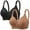 Khaki, variant on Push up Bras for Women No Underwire Full Support Everyday Bra Wireless Bralette Plus Size Adjustable Strap Bras Womens V-Neck Wirefree Bras 2 Pack Bras for Women Wirefree Bralette S