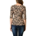 thumbnail image 3 of Unique Bargains Women's Halloween Costume 1/2 Sleeve Round Neck Floral Top L Apricot-Zebra, 3 of 7