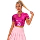thumbnail image 1 of Camiseta Corta de Color Metálicos para Mujer Camiseta Brillante de Fiesta de Manga Corta Rosa roja XL, 1 of 6
