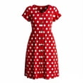thumbnail image 6 of jtjvou Womens 2026 Summer Casual Swing Knee-Length Dress V-Neck Ruffle Sleeves Front Button Down with Side Pockets Red M, 6 of 6