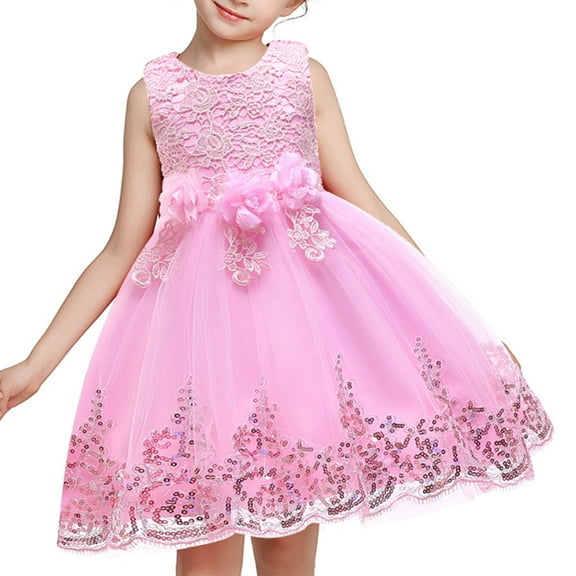 Princess Girls Dress Flower Girls Sequins Bowknot Dresses Princess Pageant Wedding Birthday Party Formal Gown