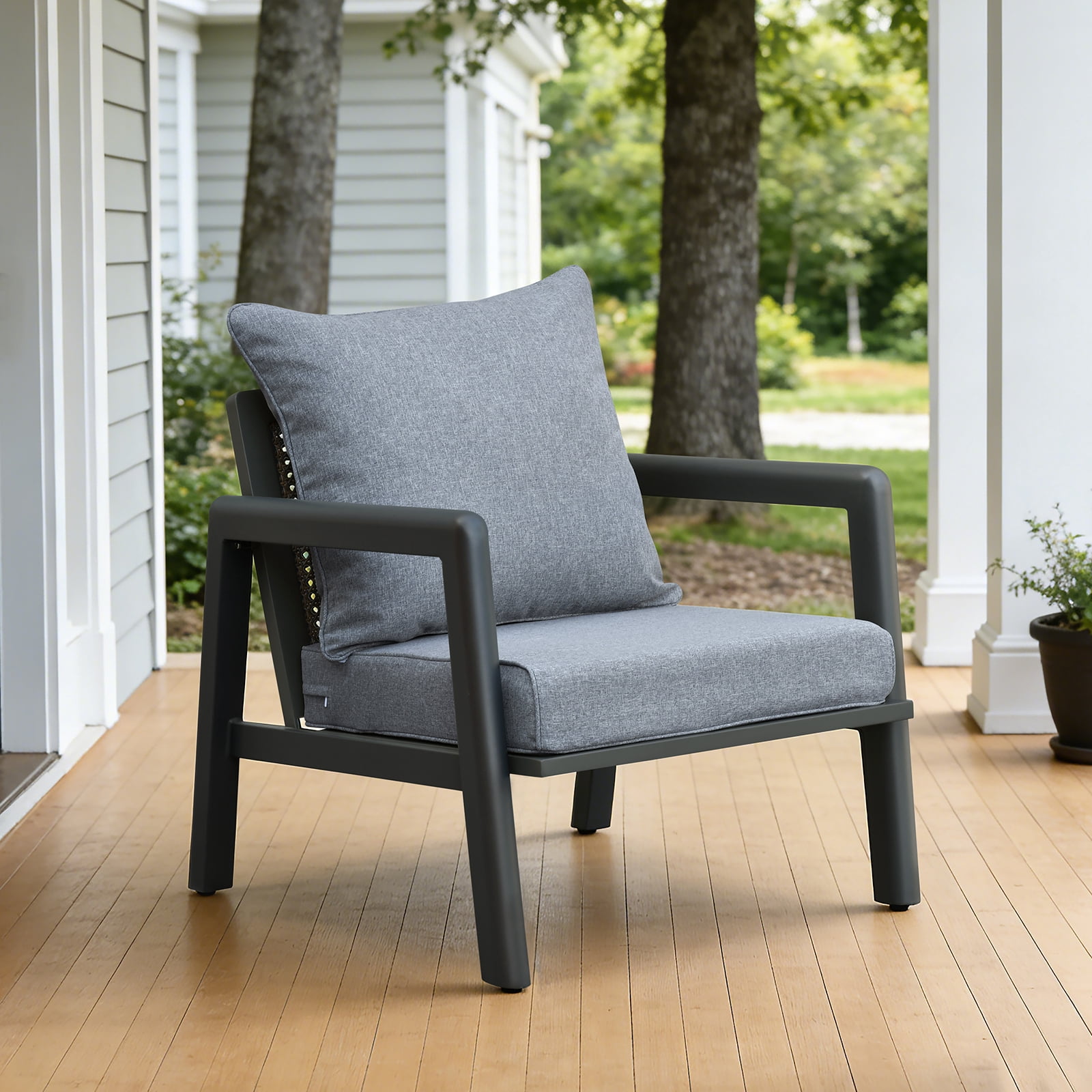 JP Outdoor 24" x 24" Patio Furniture Replacement Chair Cushion, Outdoor Seat Cushion Set,Water Resistant & Fade Resistant,Gray