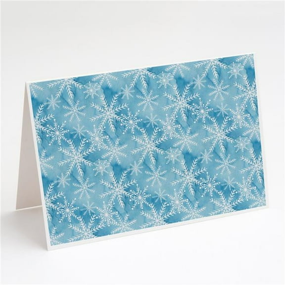 Watercolor Snowflake on Blue Greeting Cards & Envelopes - Pack of 8